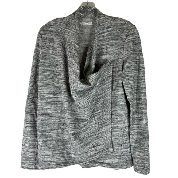 Jack BB Dakota Cardigan Women’s Heather Gray Wrap Sweater Asymmetrical L - Picture 1 of 10